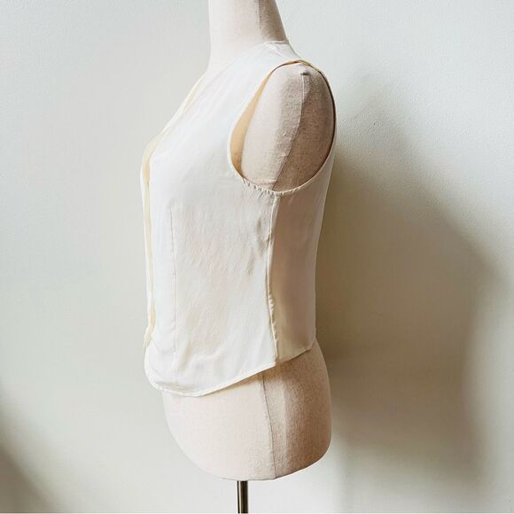 Vintage Savannah Womens 90's Cream White Womens Button Closure 100% Silk Vest - Picture 3 of 5